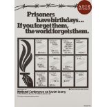 [AFFICHE EN FAVEUR DES JUIFS D’URSS] Prisoners have birthdays…If you forget them, the world