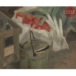 Pierre Alexandrovitch prince WOLKONSKY (1901 - 1997) Nature morte aux chaudron et poireaux Huile sur