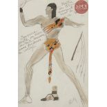 Dmitri Dmitrievitch BOUCHÈNE (1893 - 1993) Suite de 3 projets de costumes égyptiens Mine de plomb,