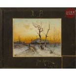 Yuly Yulevitch KLEVER (1850 - 1924) Paysage d’hiver, 1886 Huile sur papier ? Signée en bas à