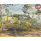 Constantin KLUGE (1912 - 2003) Paysage du Sud Huile sur toile. Signée en bas à droite. 54 x 65 cm