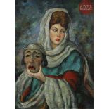Anatola (Anatoli Sergueievitch) SOUNGOUROFF (1911 - 1982) Femme au masque, 1946 Huile sur toile.