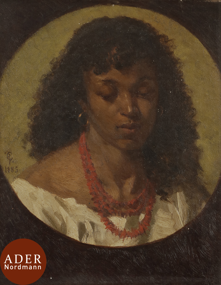 Claude Charles RUDHARDT (1829-1895) Egyptienne, 1885 Huile sur toile. Monogrammée et datée sur la