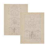 EMILIO TERRY (1890-1969) 2 projets - études - esquisses de façade et plans de niveau (vues du