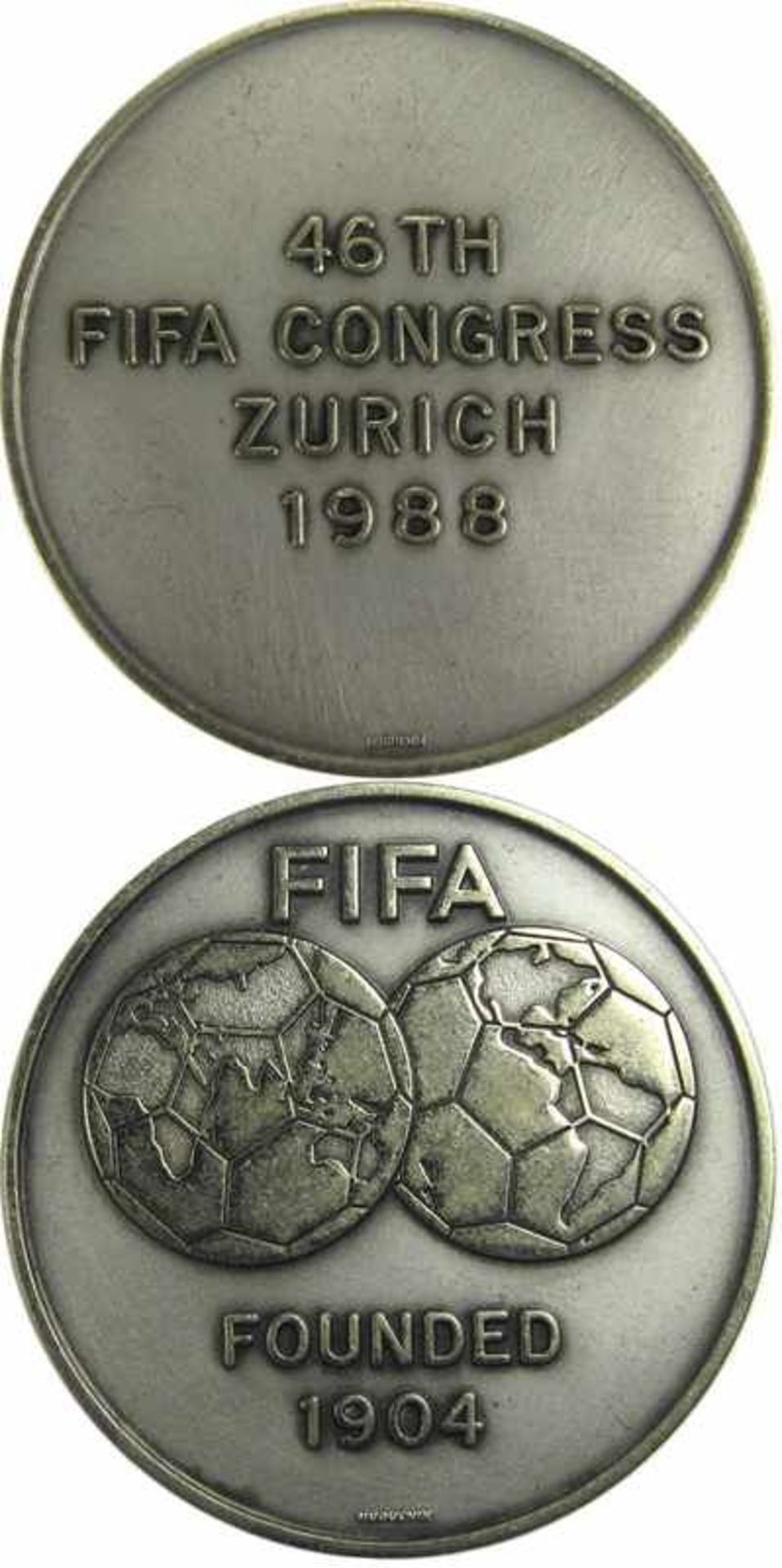 FIFA-Participation medal Congress 1988 - „46th FIFA Congress Zurich 1988“, Silver plated bronze, 5