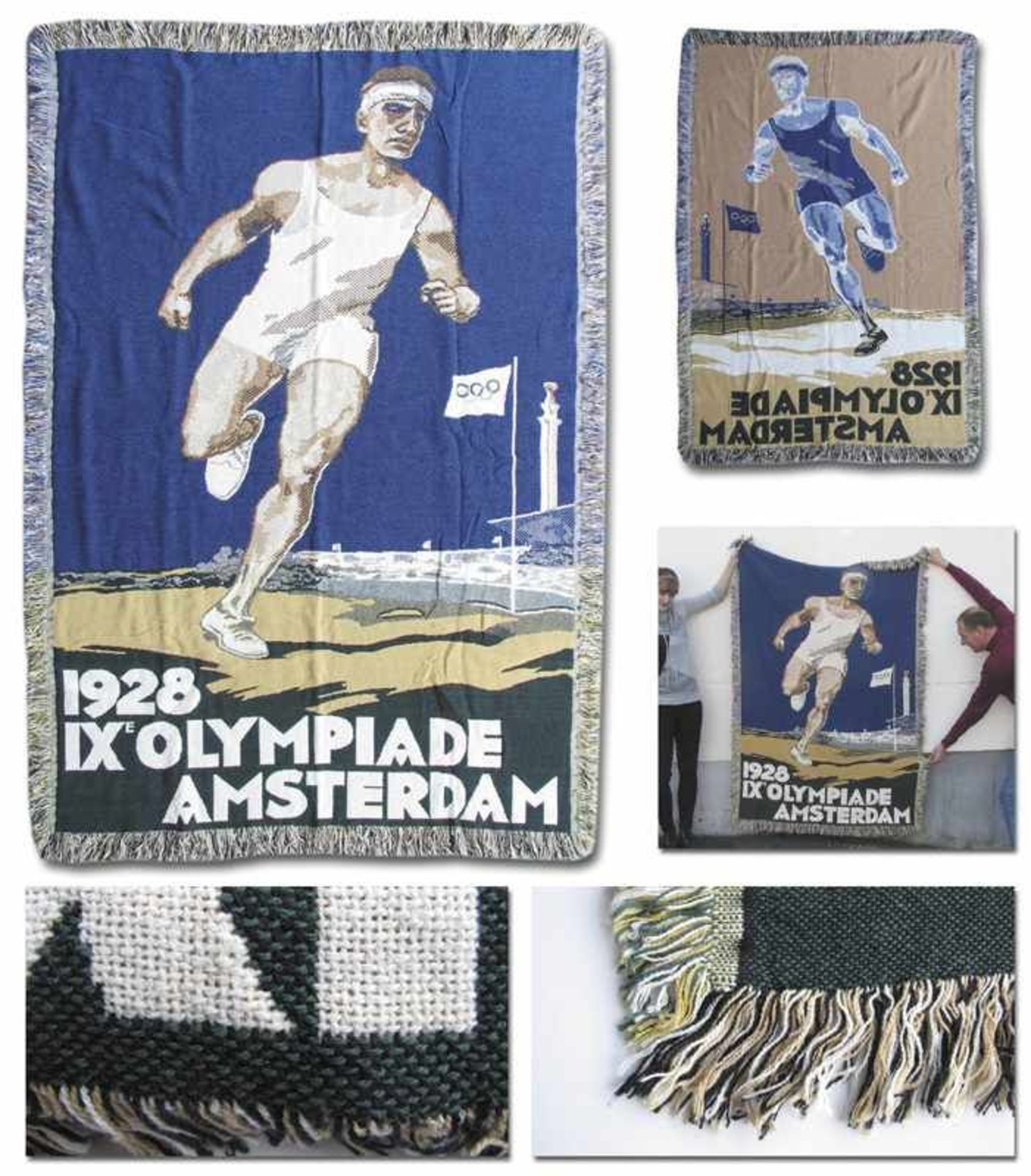 Olympic Games Amsterdam 1928. Tapestry - Large woven colour gobelin tapestry with motives of the