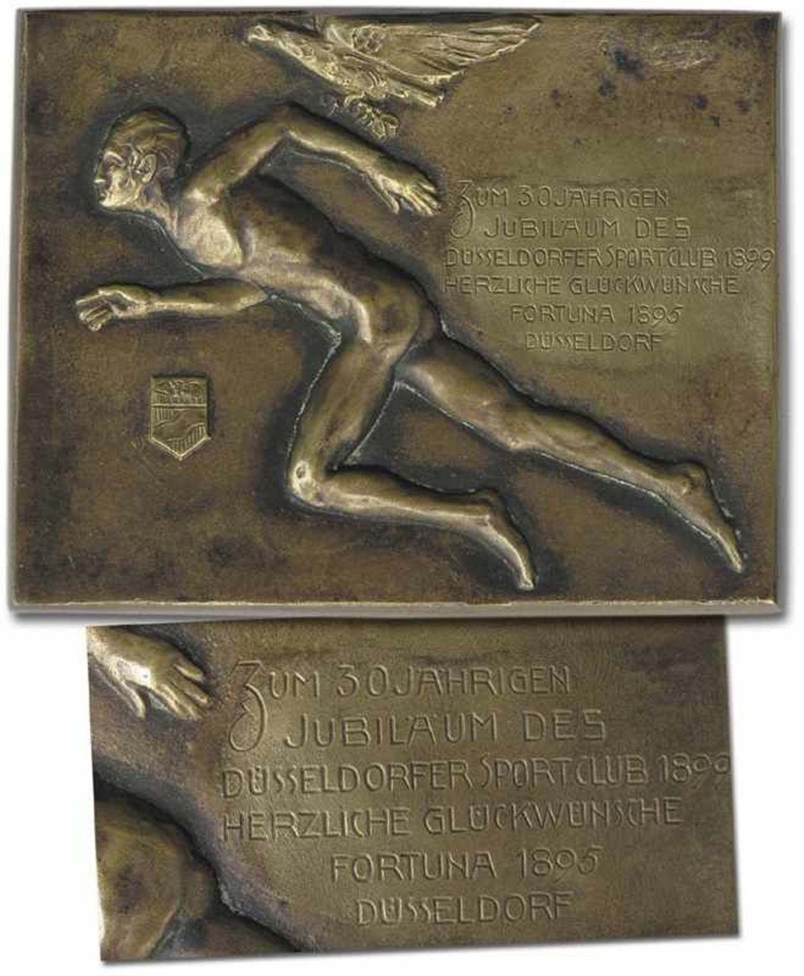 Fortuna Duesseldorf large Bronze Plaque 1929 - Issued for the 30th Anniversary of the Club. "Zum