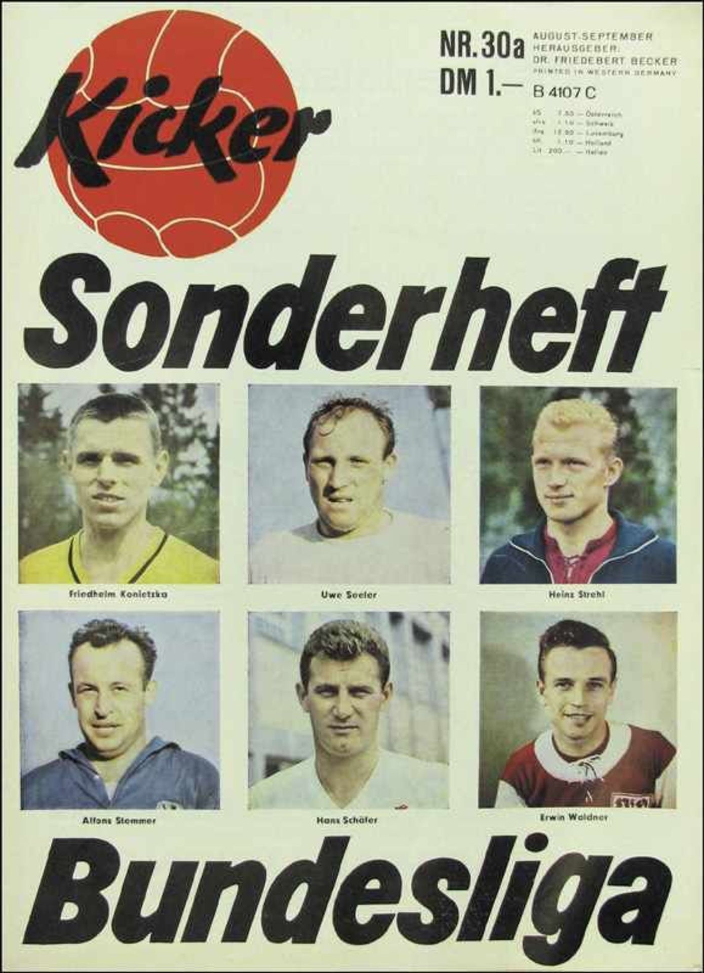 German Football Magazine Kicker 1963 - Sondernummer 63 - Kicker 1963 Nr. 30 a. Sonderheft zum