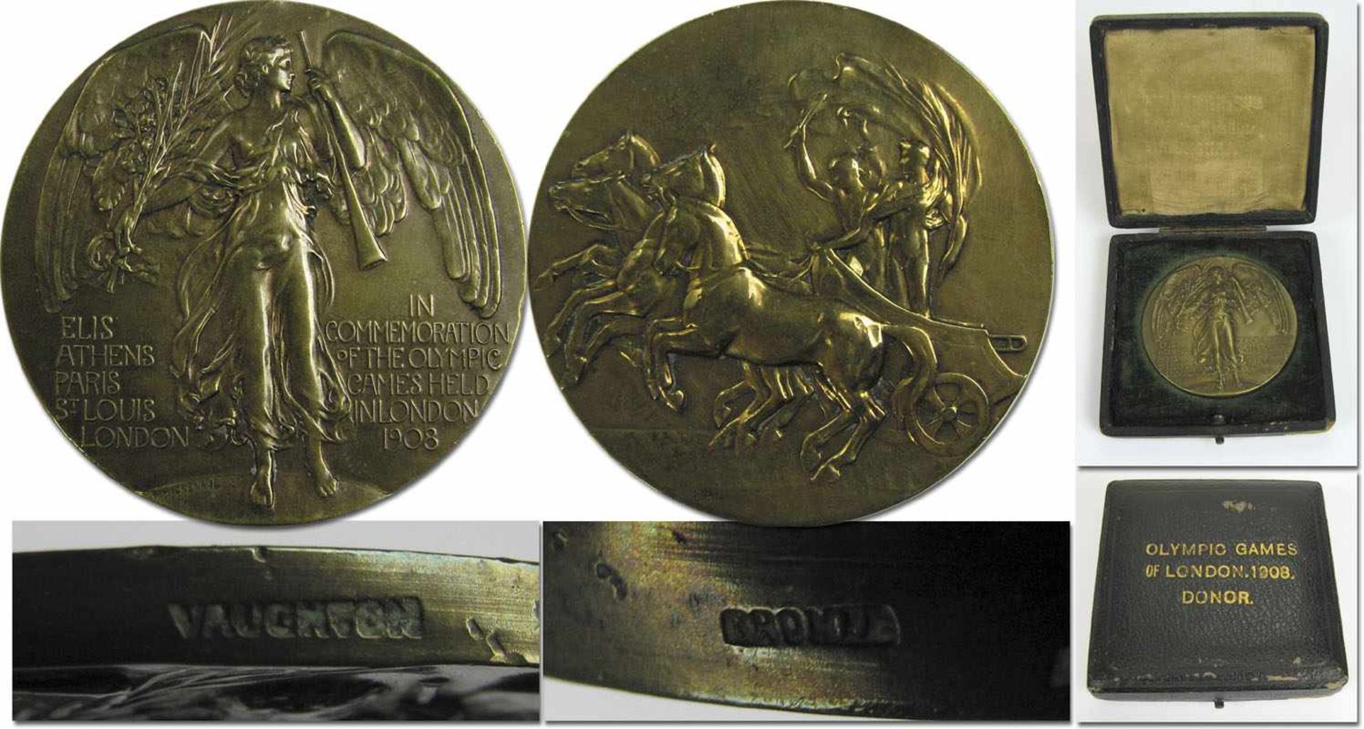 Participation Medal: Olympic Games 1908. Bronze - Official participation badge from the Olympic