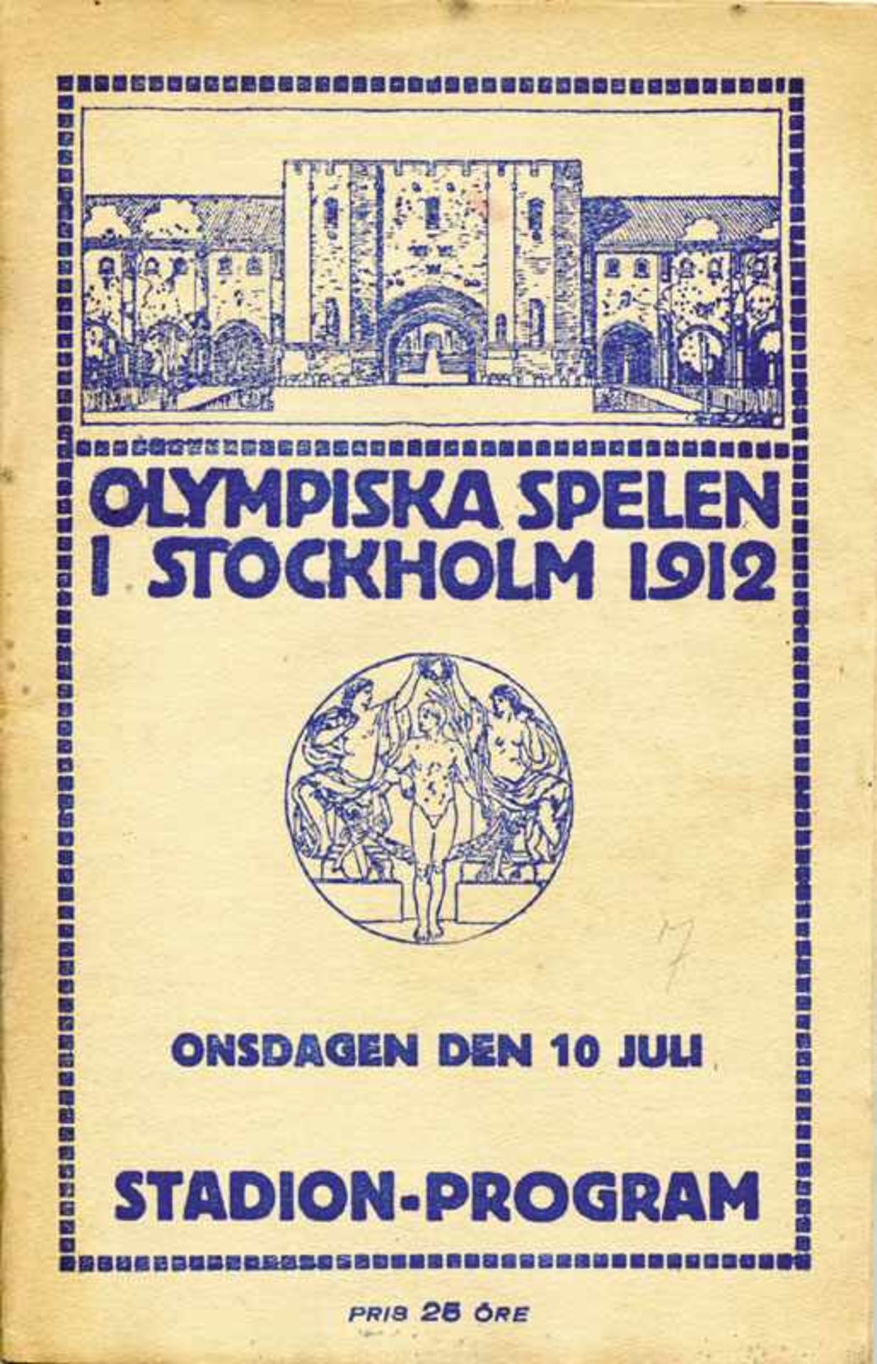 Olympic Games 1912. Official Daily programm - for 10th July 1912, Stadium programm, 60 pages, 14.