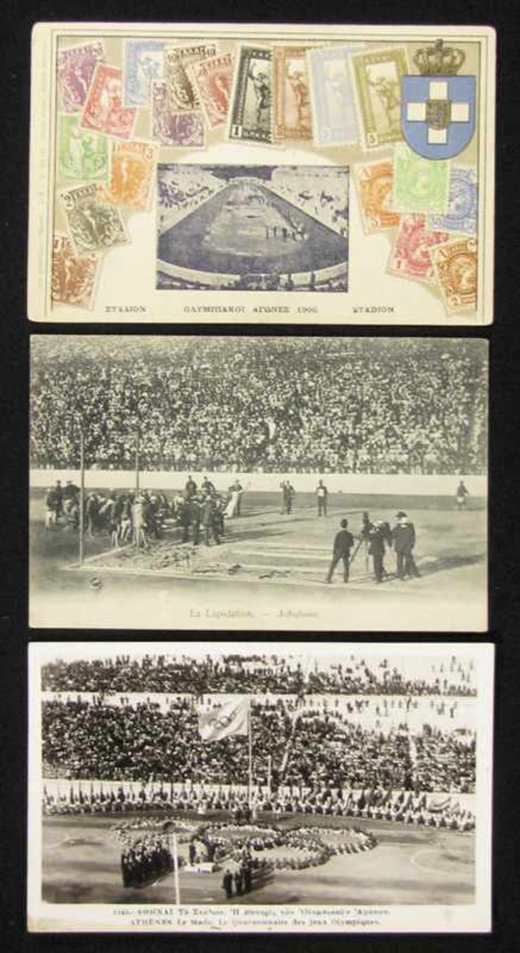 Olympic Games 1906. 3 postcards - Three postcards from the Olympic Games in Athens 1906, each 14 x 9