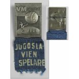 World Cup 1958. Participation badge "Jugoslavia" - „Juogoslavien Spelare“ (Jugoslavia Player).