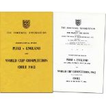 FIFA World Cup 1962 England FA Programm Iternary - Official programme of the English FA on