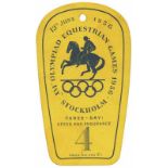 Ticket, badge: Olympic Games 1956. Military - Official ticket. Cotton, 3 x 5 cm. The cross country