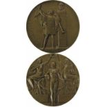 Olympic Games Stockholm 1912. Bronze Medal - Attractive item with relief antique Olympic scenes