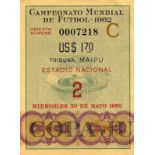 FIFA World Cup 1962. Ticket Chile vs Switzerland - (3:1) on 30t may 1962 in Estadio Nacional. Size
