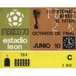 World Cup 1970 Ticket Germany vs Peru - on 10th June. 80 dollar seat ticket. Size 13x10cm. Small