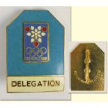 Olympic Games 1968 Grenoble. Participation bagde - Participation badge Olympic Winter Games Grenoble