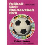 World Cup 1974. Programme Poland v Italy - Programme: World Cup 1974. Poland v Italy. 23rd June in