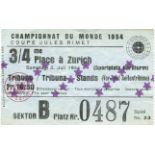 World Cup 1954. Ticket 3rd place match Austria vs - Uruguay (3:1) in Zurich on 3rd July 1954. 9.