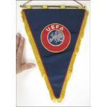Football Match Pennant: UEFA 1988 - UEFA silk pennant with fitted gold brocade embroidered