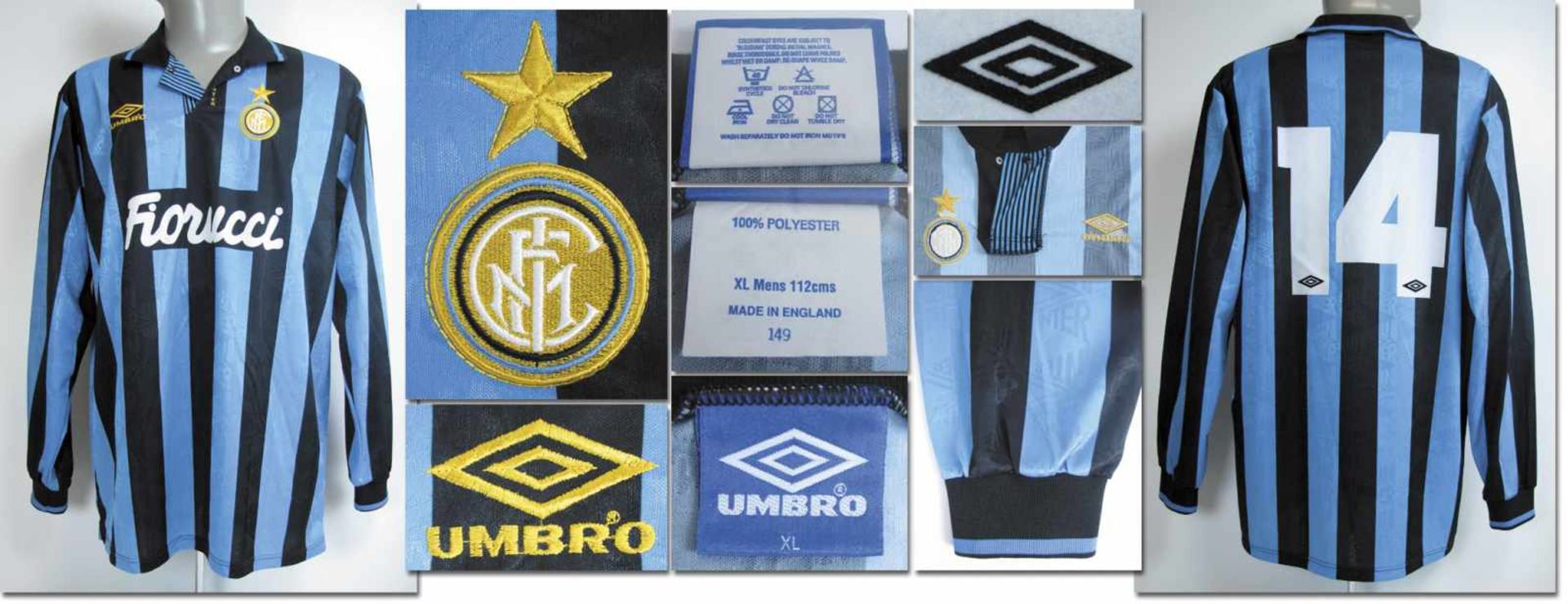 match worn football shirt Inter Milan 1993/94 - Original match worn shirt Inter Milan with number 4.