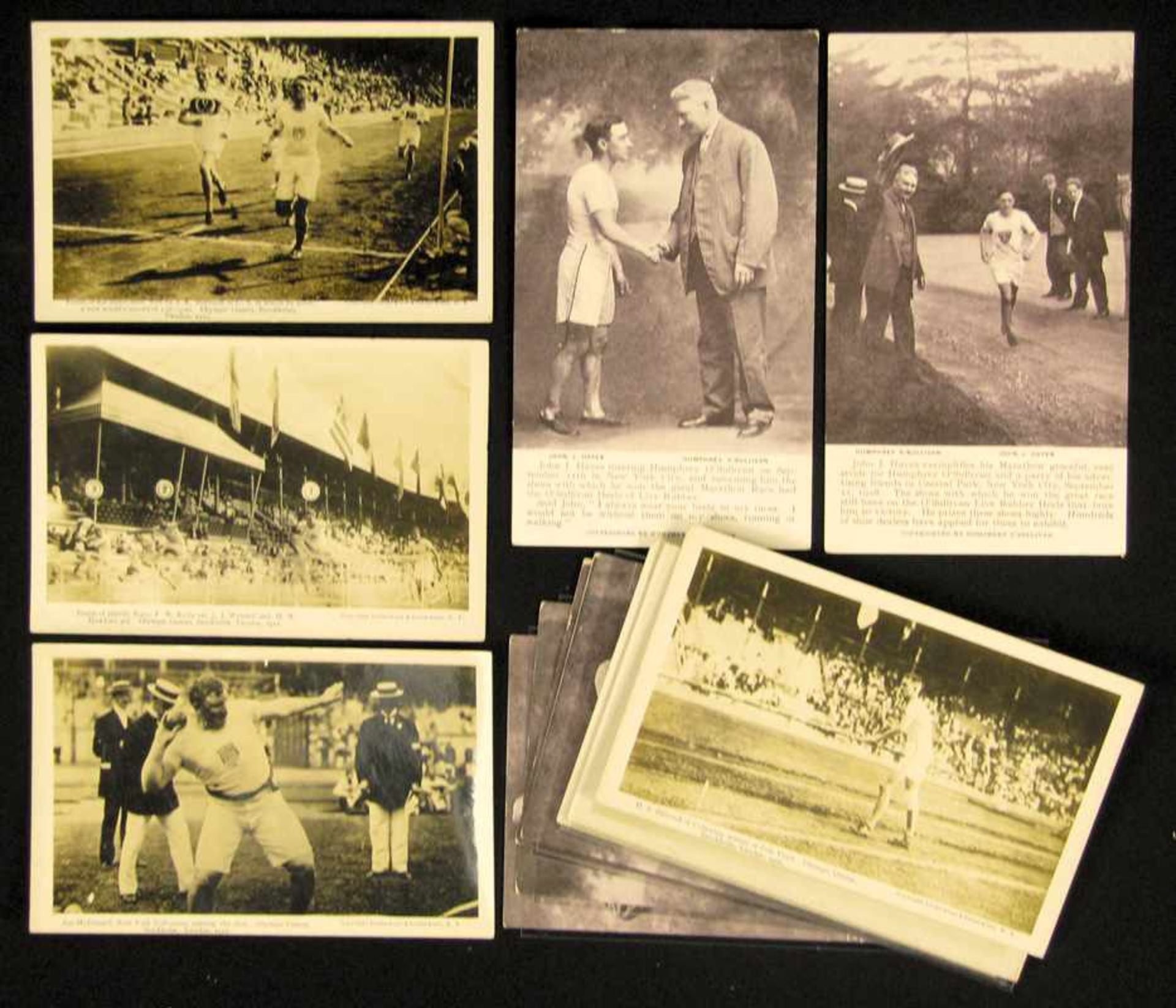 Olympic Games 1912 14 English athletic Postcards - 14 English black-and-white postcards from the