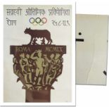 Olympic Games Rome 1960. Indian Official Poster - Official poster for the Olympic Games in Rome