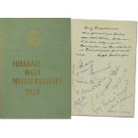 World Cup 1958 German Report - Personal gift by Sepp Herberger for German international and World