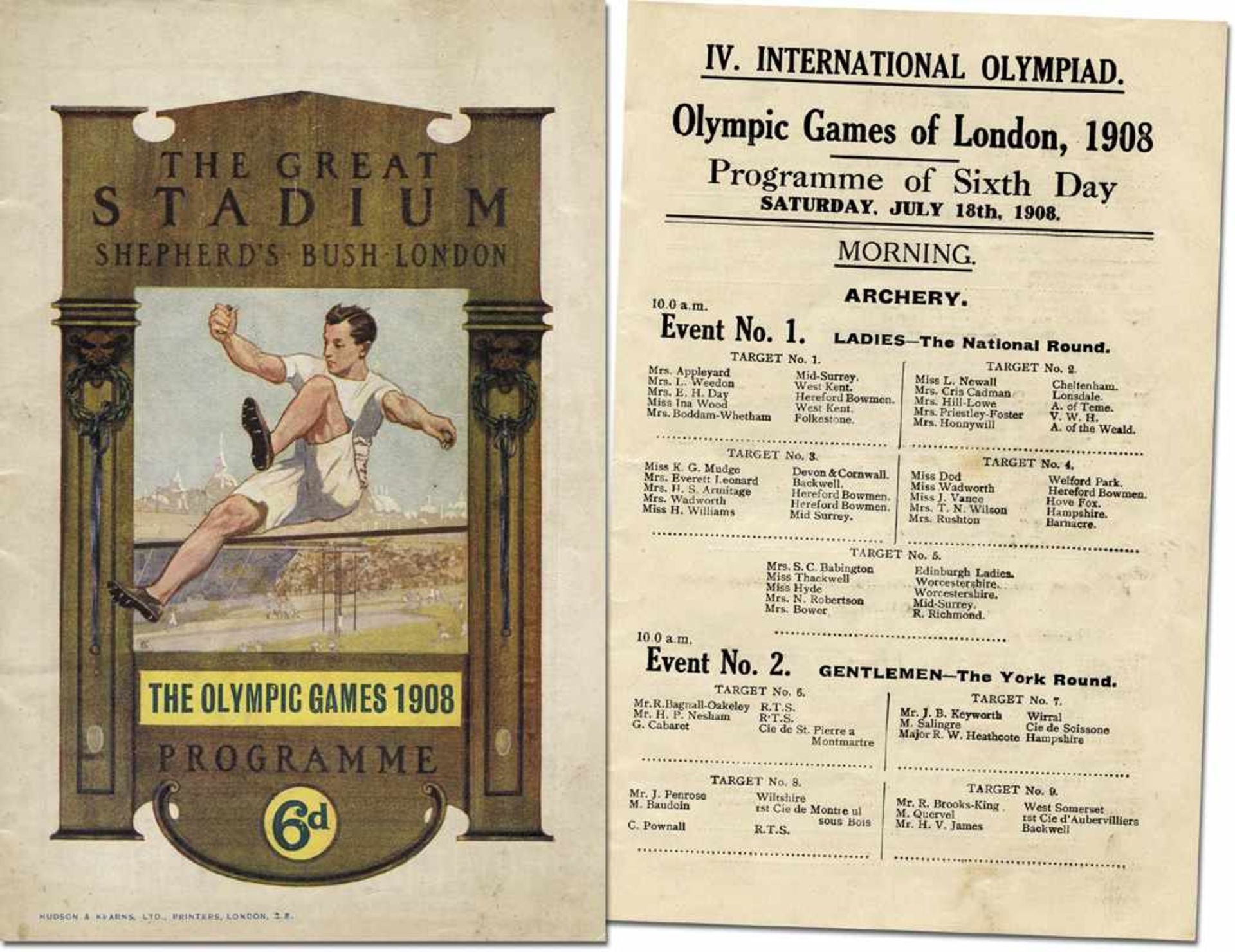 Olympic Games London 1908. Official Programm - Olympic Games of London 1908. IV.International