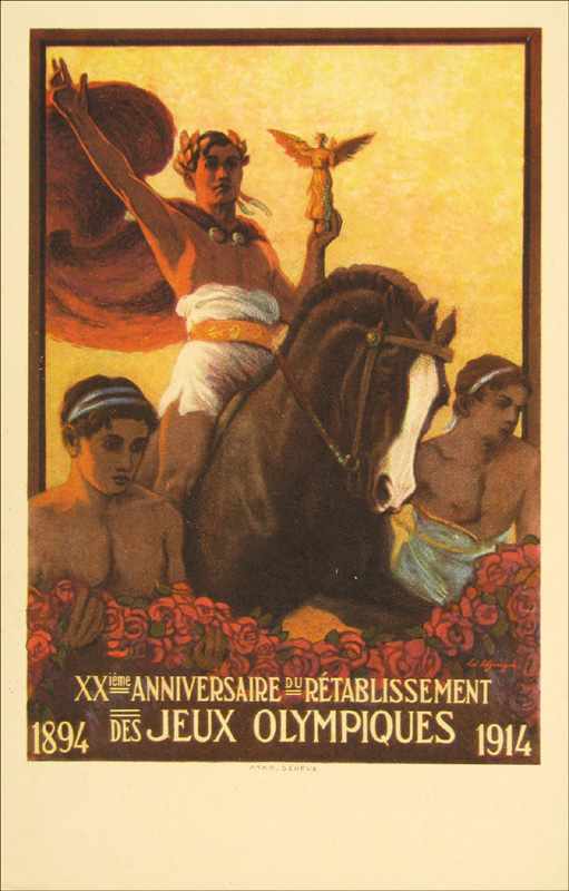 Olympic Congress 1914 Postcard Games 1916 - „XXeme Anniversaire du Rétablissement des Jeux