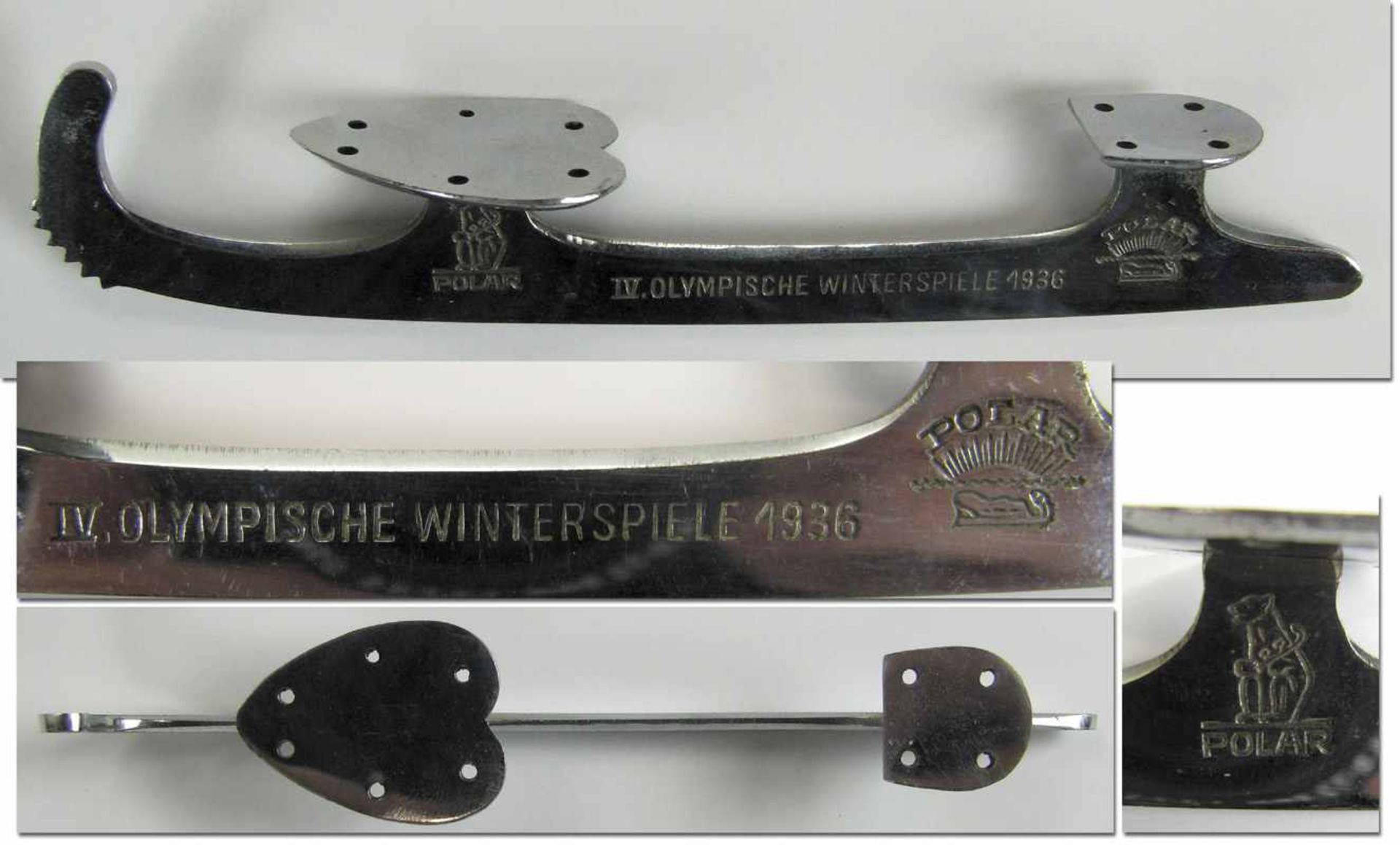 Olympic Winter Games 1936 Mini scating shoes - Minature skate mady by Polar, engraved "IV.Olympische