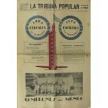 World Cup 1930 Uruguay Final Newspaper 31st July - "Campeones del Mundo". Edition of "LaTribuna