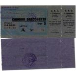 World Cup 1950. Original Ticket Brasil v Switzerl - Original "IV Campeonato Mundial de Football. Sao