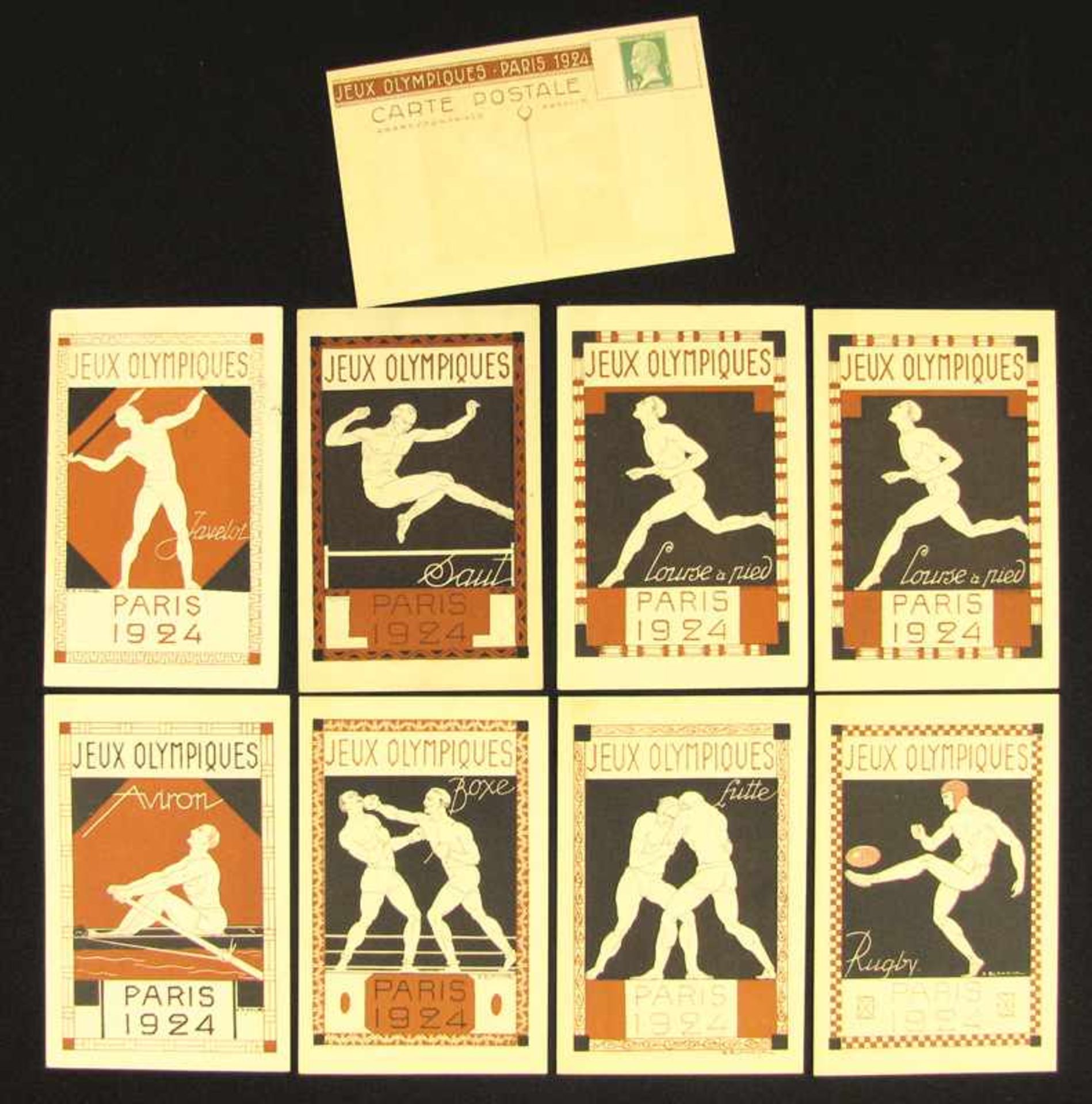 Olympic Games Paris 1924. 9 French Postcards - Coloured lithographic French postcard „Olympic