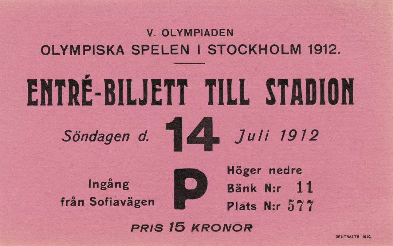 Olympic Games Stockholm 1912. Official Ticket - Official ticket for the Olympic Games in Stockholm