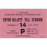 Olympic Games Stockholm 1912. Official Ticket - Official ticket for the Olympic Games in Stockholm