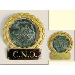 Participation Badge: Olympic Games Rome 1960. - Bronze, gold plated with enamelled bar with