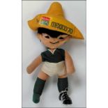 World Cup 1970. Mascott WC 1970 37 cm - Official Mascot JUANITO cuddly toy with plastic football