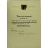 World Cup 1954 German Diploma of Honour Dortmund - Certificate of honour by the city of Dortmund for