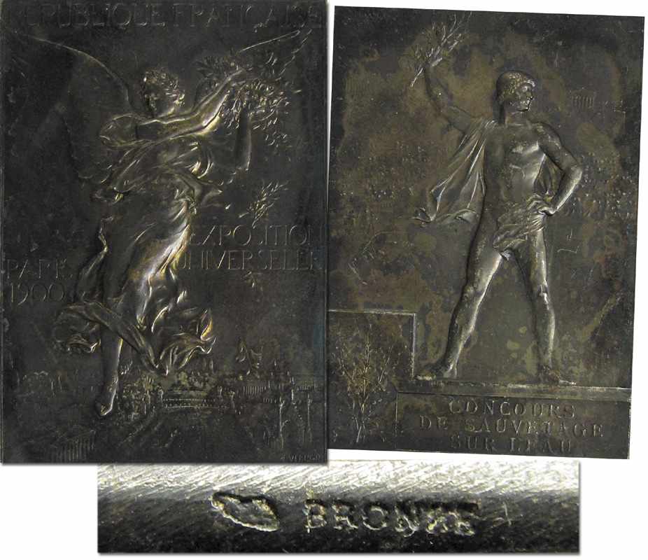 Olympic Games Paris 1900. Winner´s Medal - The front shows „Republic Francaise. Exposition