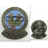 Participation Badge: Olympic Winter Games 1952. - „De VI. Olympiske Vinterlekker Oslo 1952.