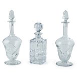 A Lot of Three French Cut Cyrstal Glass Carafes