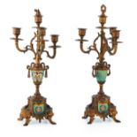 A Pair of Enameled Candlesticks
