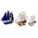 A Lot of Three Sailling Boat Models