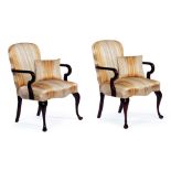 A Pair of English Mahogany Armchairs