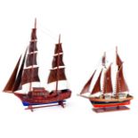 A Lot of Two Sailling Boat Models