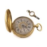 Reloj saboneta inglés ff s.XIX en oro de 18K. nº118995 Esfera en plata con decoración floral