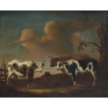 ESCUELA INGLESA, SIGLO XIX Paisaje con vacas Óleo sobre lienzo. 45 x 56 cm. Al dorso con etiqueta de