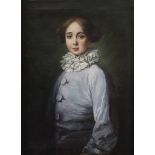 ESCUELA FRANCESA, SIGLO XIX Retrato de niño como pierrot Óleo sobre lienzo 86,5 x 64 cm